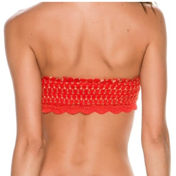 Free People Women's Cabana Printed Lace-Trim Bandeau Bralette, Fiesta Red, XS - Picture 2 of 2